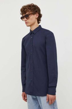 Košeľa HUGO Elisha02 pánska,tmavomodrá farba,slim,s klasickým golierom,50479396