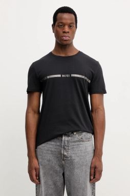 Bavlnené plážové tričko BOSS T-Shirt special tmavomodrá farba, s potlačou
