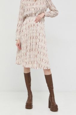 Sukňa Marciano by Guess béžová farba, midi, áčkový strih