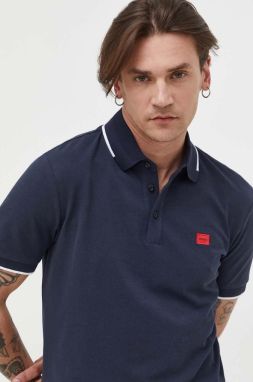 Bavlnené polo tričko HUGO Deresino232 tmavomodrá farba, jednofarebné, 50490775