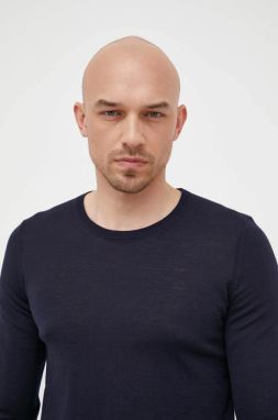 Vlnený sveter BOSS Leno-P pánsky,tmavomodrá farba,tenký,50468239