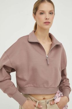 Bavlnená mikina G-Star dámska, ružová farba, jednofarebná