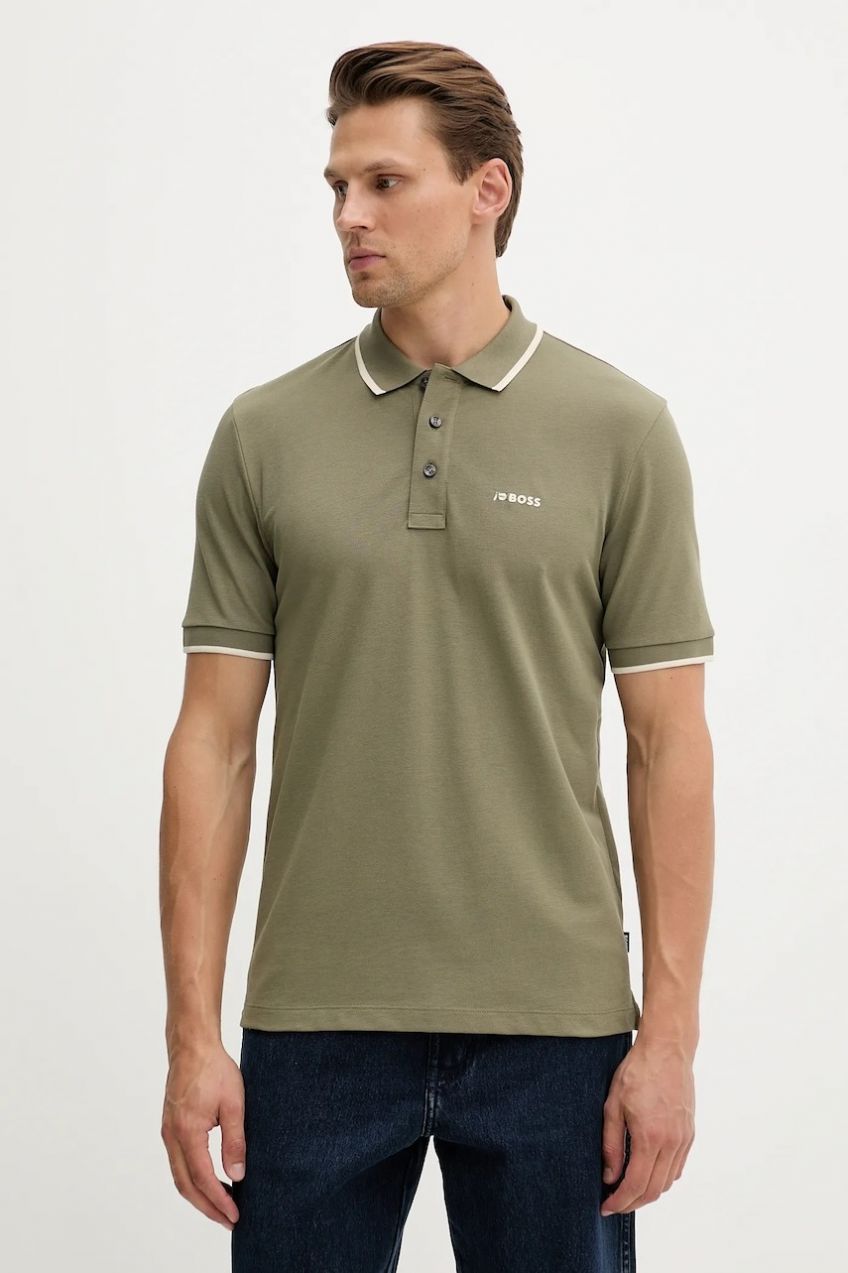 Bavlnené polo tričko BOSS Parlay 190 modrá farba, jednofarebné, 50494697