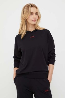Mikina s kapucňou HUGO SHUFFLE_HOODIE čierna farba,s kapucňou,jednofarebná,50490594