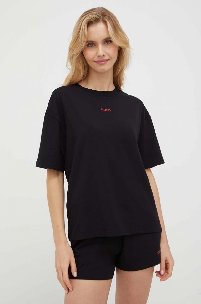 Tričko HUGO SHUFFLE_T-SHIRT čierna farba,50490593
