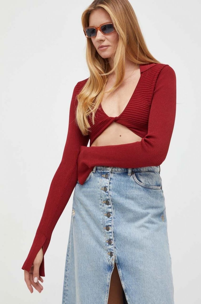 Sveter Patrizia Pepe dámsky, červená farba, tenký