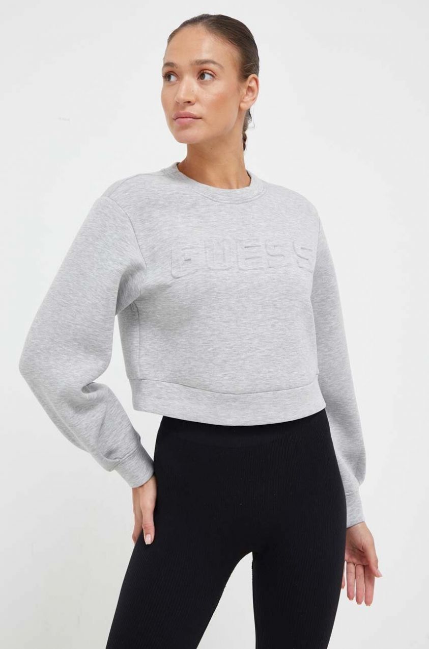 Mikina Guess CINDRA dámska, šedá farba, melanžová, V3BQ15 K7UW2
