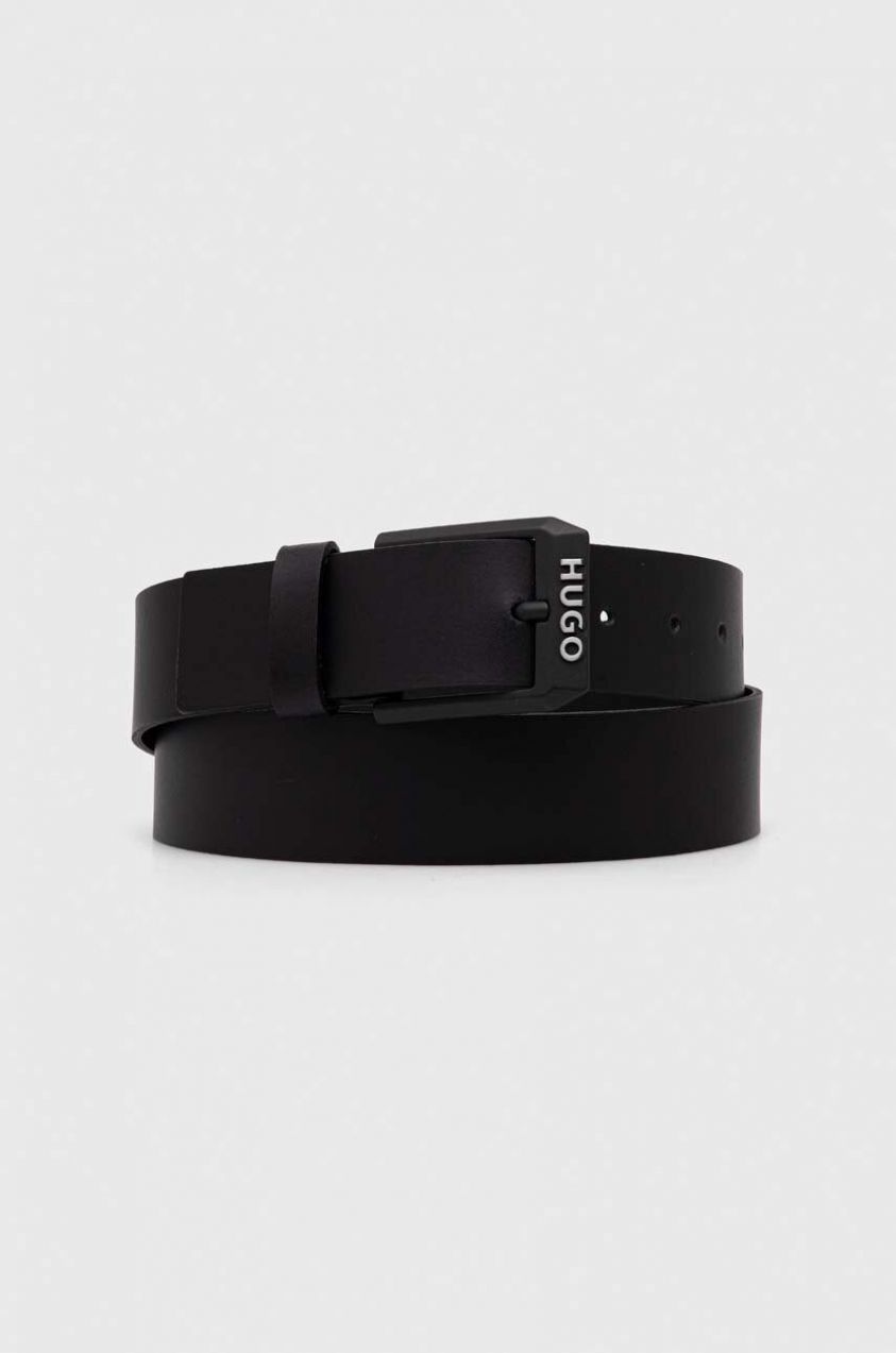 Kožený opasok HUGO Gelio-B_Sz40 pánsky,čierna farba,50503404