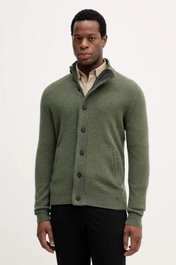 Vlnený kardigán Barbour šedá farba