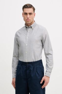 Bavlnená košeľa Barbour Oxtown tmavomodrá farba, slim, s golierom button-down