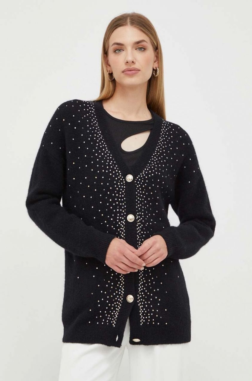 Vlnený kardigán Marciano by Guess čierna farba