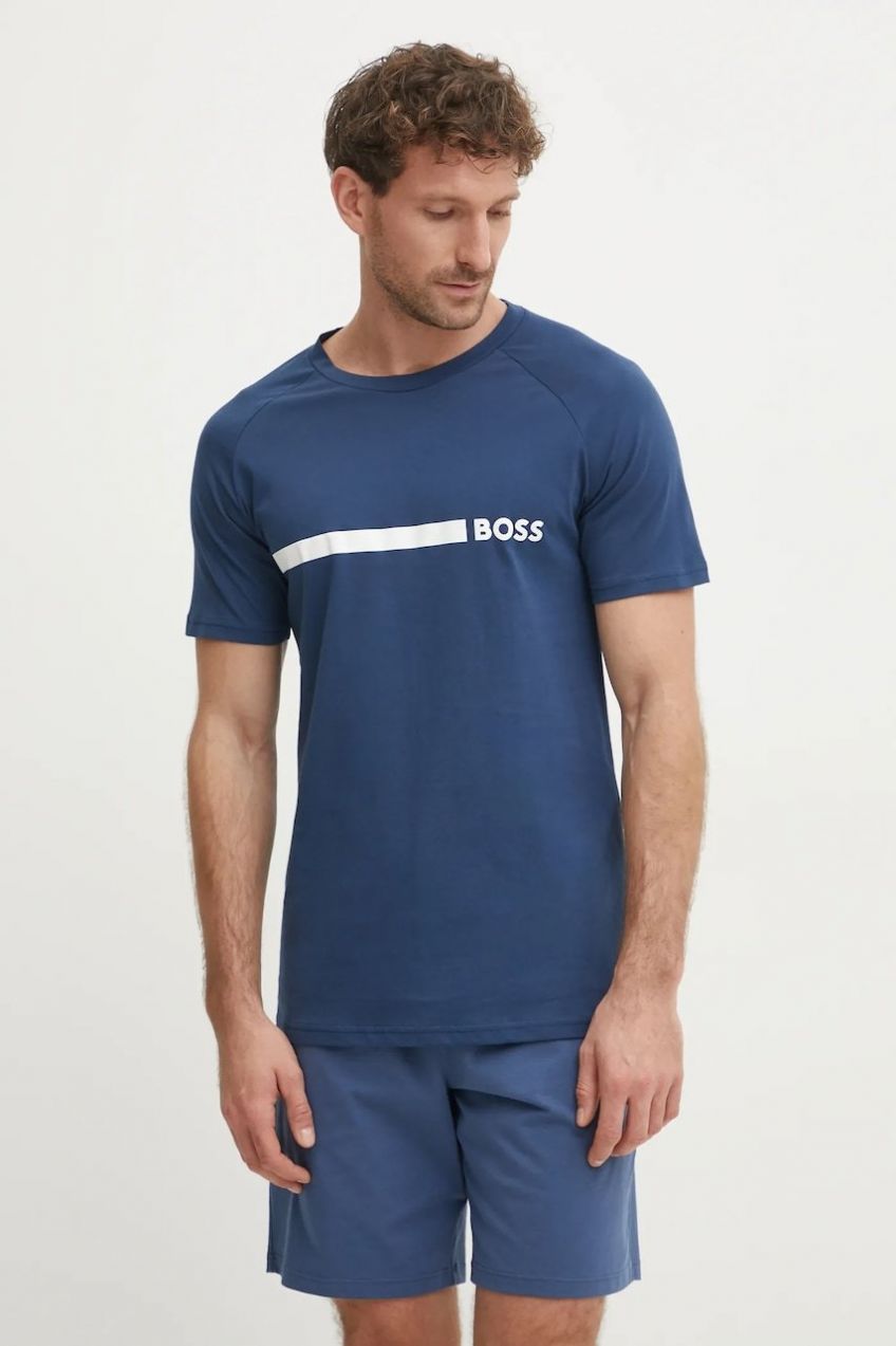 Bavlnené tričko BOSS T-Shirt RN Slim Fit pánske, s potlačou, 50517970