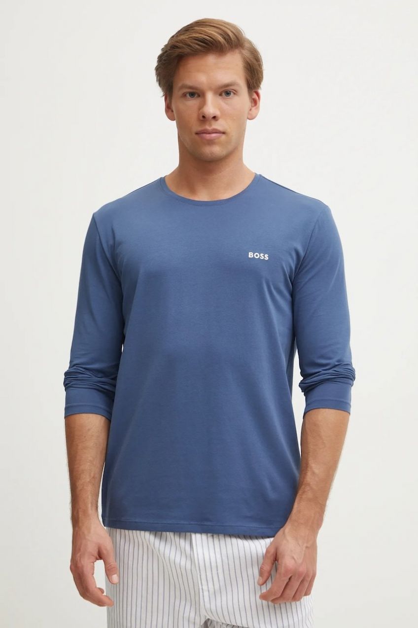 Tričko s dlhým rukávom BOSS Mix&Match LS-Shirt R pánske, zelená farba, jednofarebné, 50515389