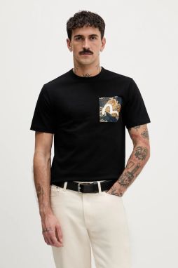 Bavlnené tričko Evisu Brocade Patch Pocket pánske, čierna farba, vzorované, 2EAHTM3TS7085XXCT