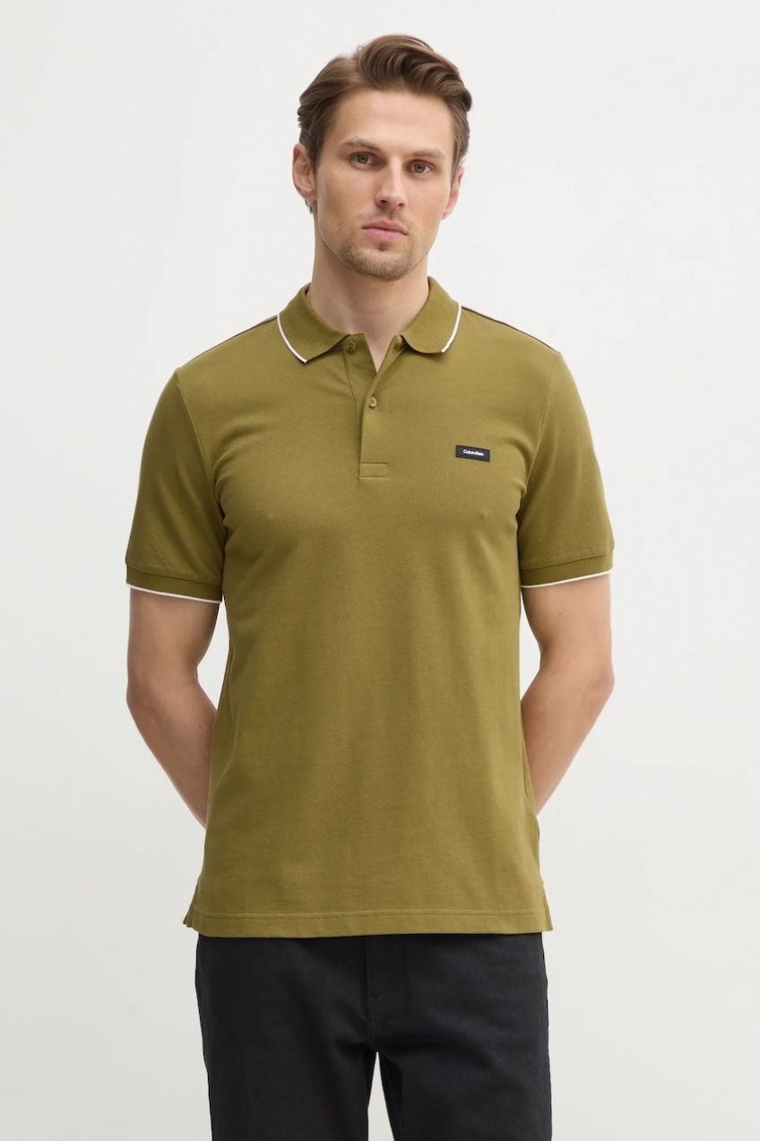 Polo tričko Calvin Klein pánske, čierna farba, jednofarebné, K10K112751