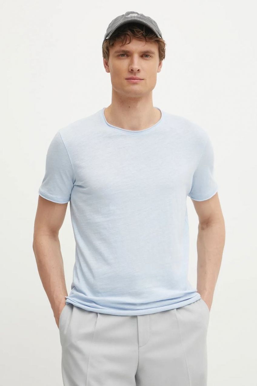 Bavlnené tričko Sisley pánske, jednofarebné, 3WF0S101K