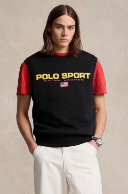 Mikina Polo Ralph Lauren čierna farba, s potlačou, 710938450