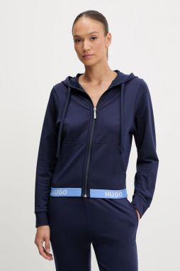 Mikina HUGO SPORTY LOGO_JACKET ružová farba, s kapucňou, jednofarebná