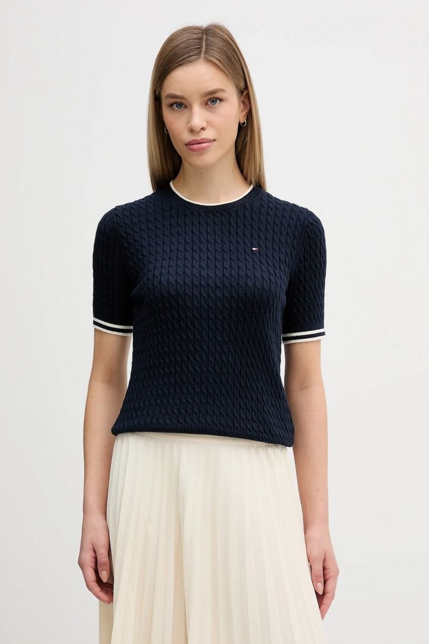 Bavlnený sveter Tommy Hilfiger béžová farba, ľahký, WW0WW41787