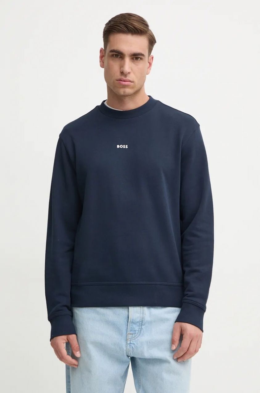 Bavlnená mikina Boss Orange WeSmallcrew pánska, čierna farba, s kapucňou, s potlačou, 50514541