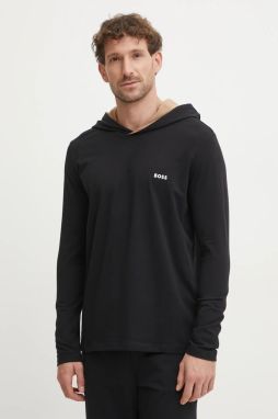 Tričko s dlhým rukávom BOSS Mix&Match LS-Shirt H čierna farba, jednofarebný
