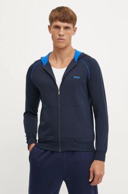 Mikina s kapucňou BOSS Mix&Match Jacket H tmavomodrá farba, s kapucňou, jednofarebná