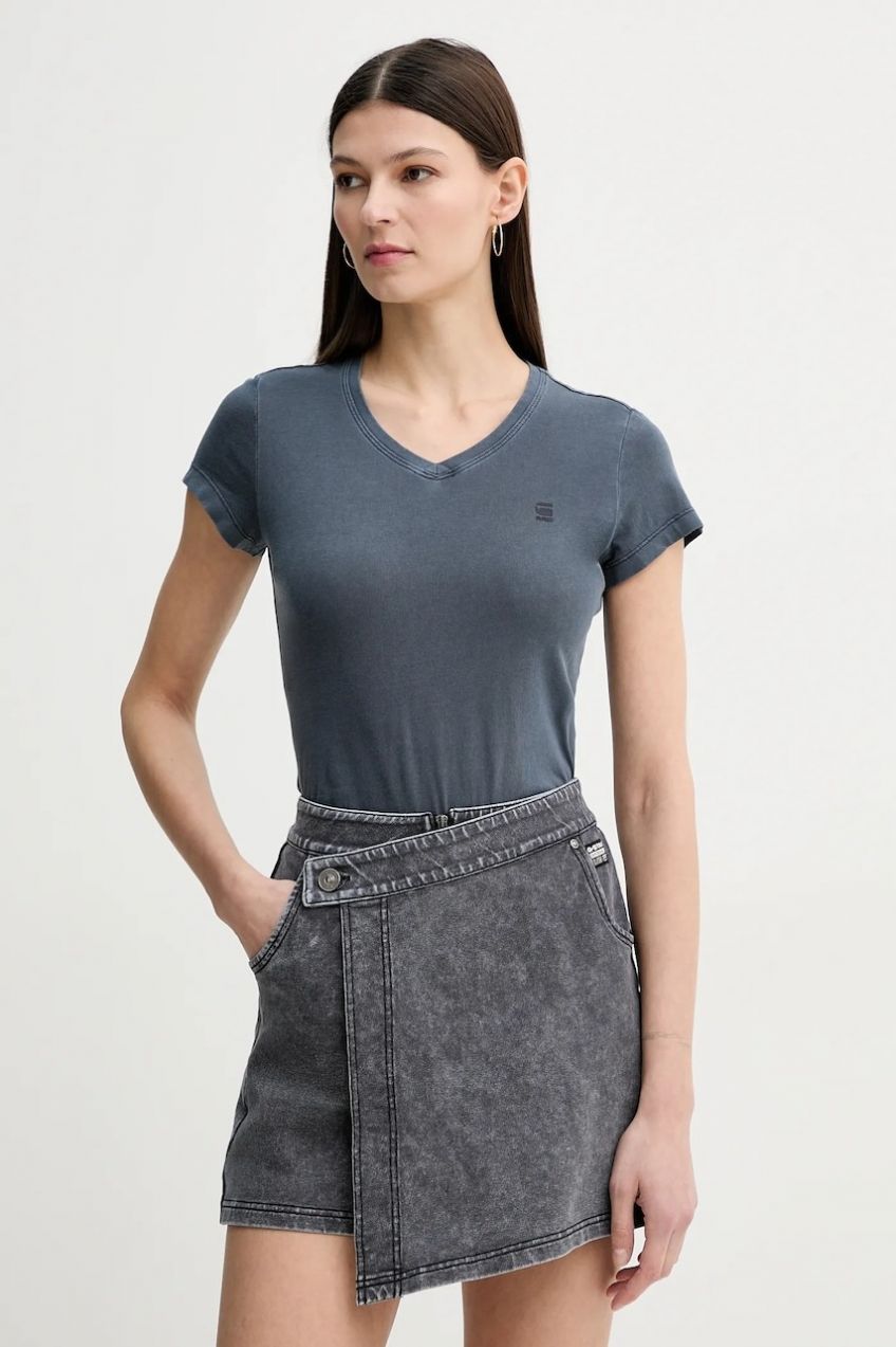 Bavlnené tričko G-Star Overdyed eyben slim v t 2.0 dámsky, tmavomodrá farba, D24533-B059