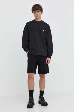 Bavlnená mikina Hugo Blue Ninnyo pánska,čierna farba,s nášivkou,50522371