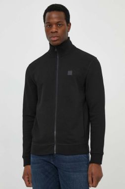 Bavlnená mikina BOSS Orange Zestart pánska, čierna farba, jednofarebná, 50511709