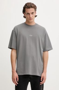 Bavlnené tričko Hugo Blue Nalono pánske, ružová farba, s potlačou