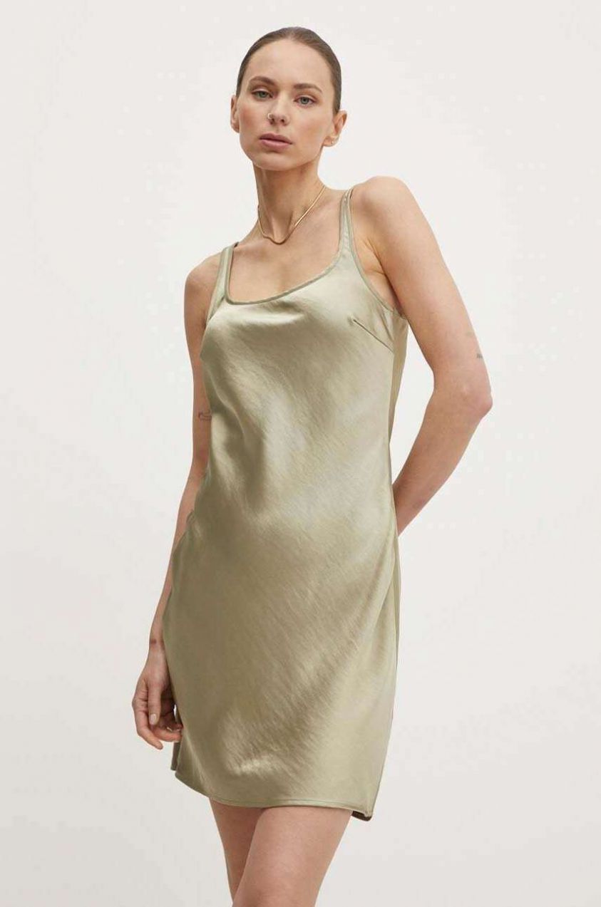 Šaty Samsoe Samsoe SASUNNA zelená farba, mini, rovný strih, F24200178