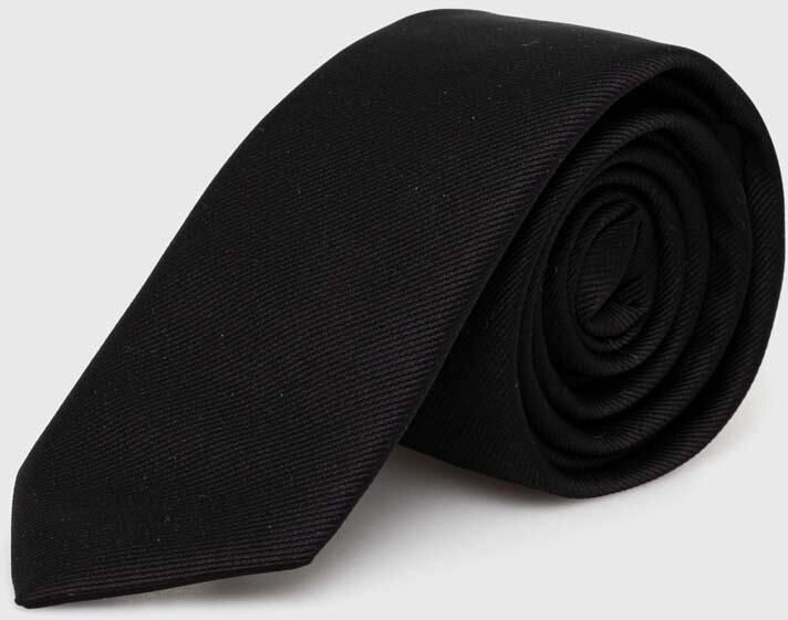 Kravata HUGO Tie cm 6 metal det. čierna farba, 50503476