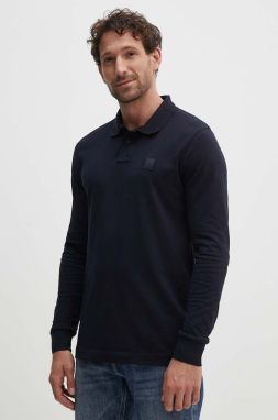 Tričko s dlhým rukávom Boss Orange Passerby pánske, tmavomodrá farba, jednofarebné, 50507704