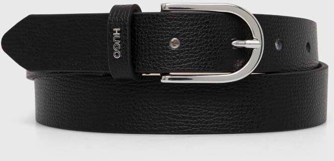 Kožený opasok HUGO Zoey-C_Sz25 dámsky, čierna farba, 50516558