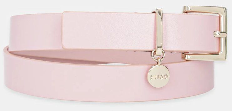 Kožený opasok HUGO Amelia-G_Sz25 biela farba, 50522644