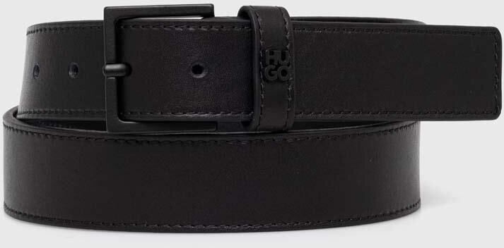 Kožený opasok HUGO Giove-HU-GO-St_Sz35 pánsky, čierna farba, 50522495
