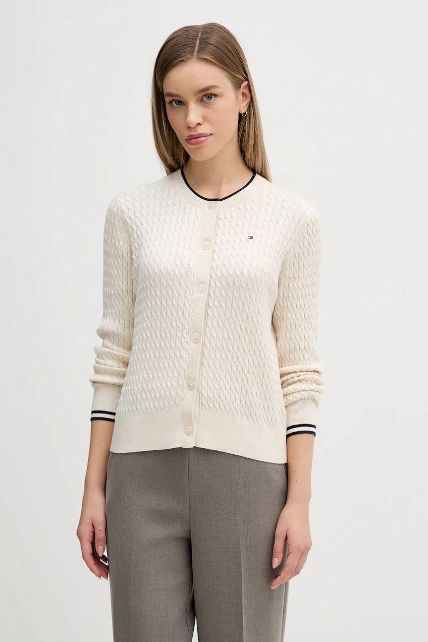 Bavlnený kardigán Tommy Hilfiger čierna farba, ľahký, WW0WW43329