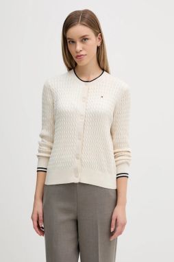 Bavlnený kardigán Tommy Hilfiger čierna farba, ľahký, WW0WW43329