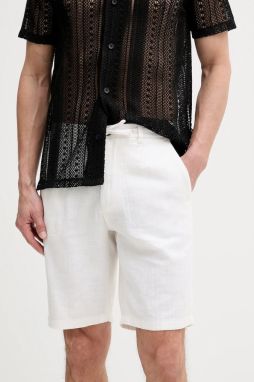 Šortky s prímesou ľanu Lindbergh béžová farba, 30-505020