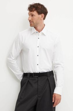 Košeľa BOSS H-HANK-kent-C1-214 pánska, biela farba, slim, s klasickým golierom, 50519867