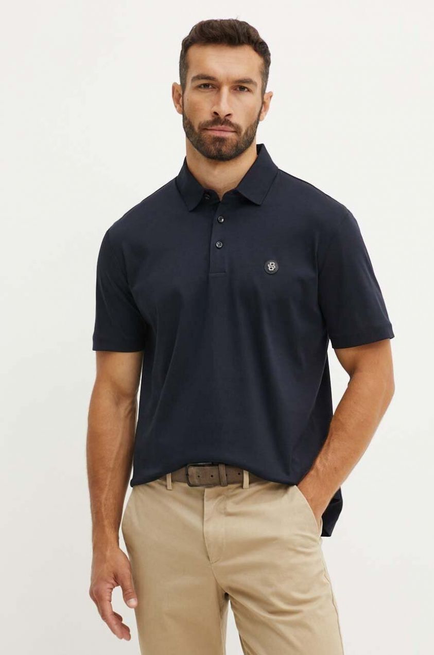 Bavlnené polo tričko BOSS C-Parris 01 tmavomodrá farba, jednofarebné, 50520297