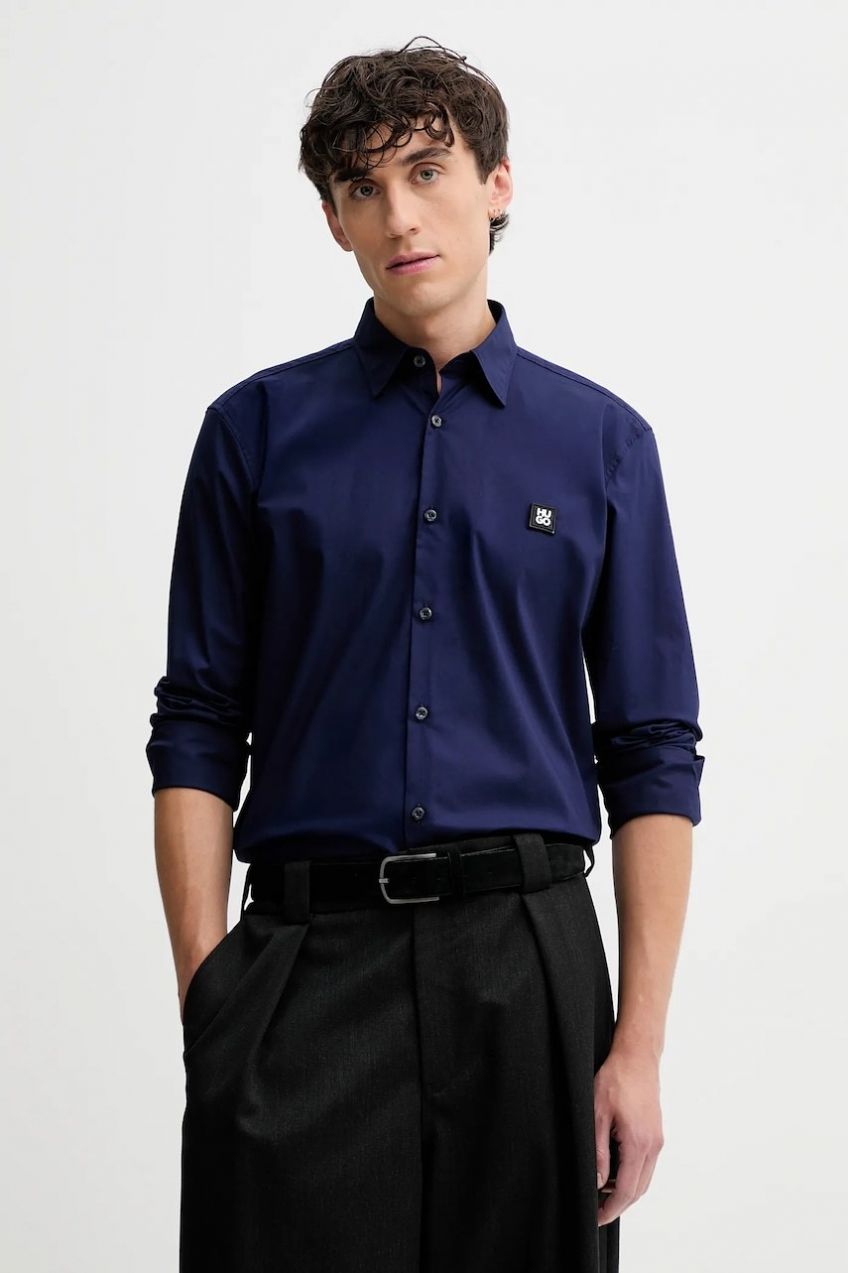 Košeľa HUGO Ermo biela farba, slim, s klasickým golierom, 50505315