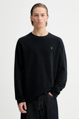 Bavlnené tričko s dlhým rukávom AllSaints ROWE béžová farba, jednofarebné, M027JB