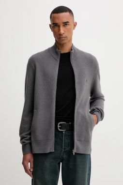 Kardigan s prímesou vlny AllSaints šedá farba, M073KB