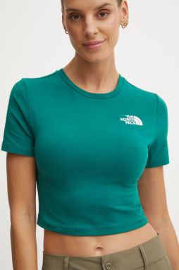 Tričko The North Face Crop S/S Tee dámske, zelená farba, NF0A55AONL11