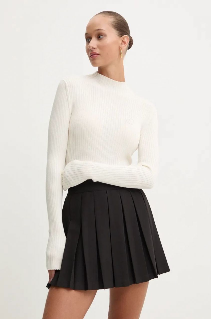 Sveter Hugo Blue Sarmie_B dámsky, béžová farba, tenký, s polorolákom, 50522578