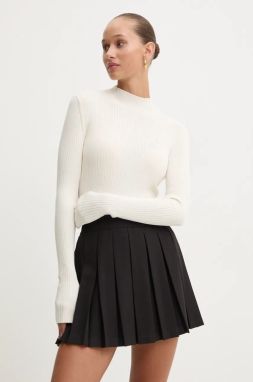 Sveter Hugo Blue Sarmie_B dámsky, béžová farba, tenký, s polorolákom, 50522578