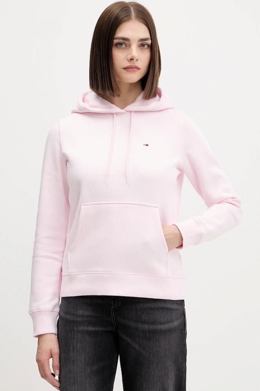 Mikina Tommy Jeans zelená farba, s kapucňou, jednofarebná, DW0DW19958