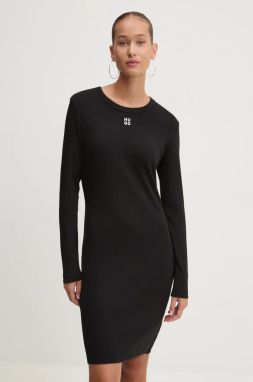 Šaty HUGO Nemalia_1 čierna farba, mini, rovný strih, 50518385