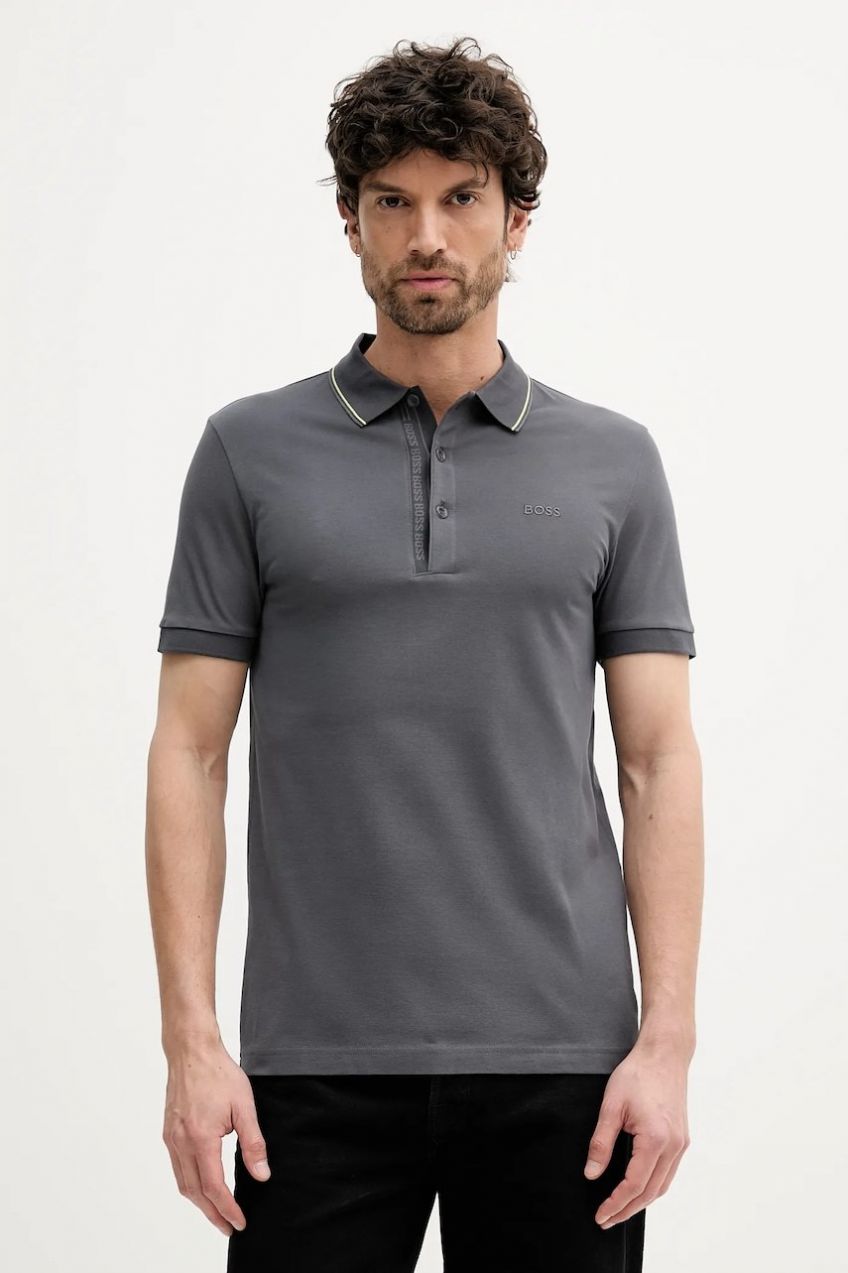 Bavlnené polo tričko BOSS Green Paule 4 tmavomodrá farba, jednofarebné, 50506195
